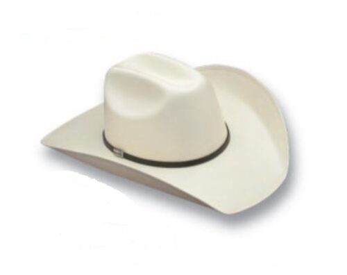 A white Atwood Shantung Youth Straw cowboy hat on a white background.