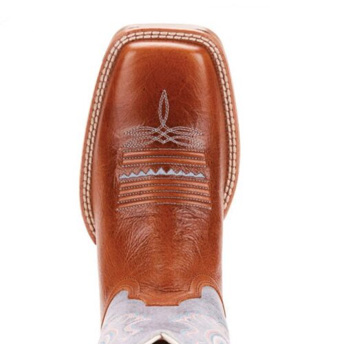 The Ladies Western Boot Ariat Prime Time 10025032, featuring a blue and brown design.