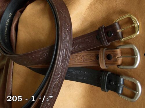 Mens Western Belt Genuine Floral Stamped Leather Available in Oversizes