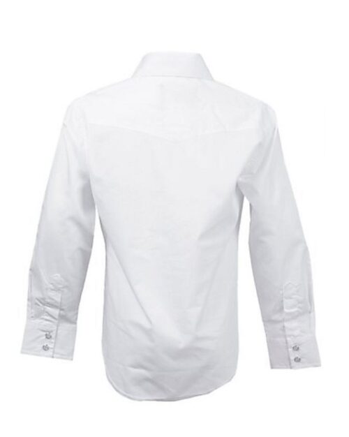 A Boys Western Shirt Wrangler White Snap Long Sleeve 204WHSL on a white background.