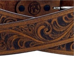 Men's Western Belt Justin Bark Leaf Scrolled Tooling 53909