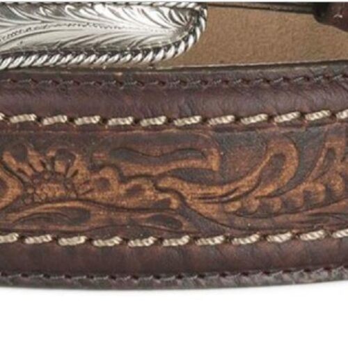 The Men's Western Belt Brown Sheridan C13635 is a brown leather belt with a silver buckle.