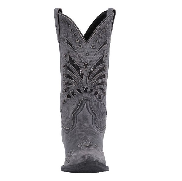 Ladies Western Boot Distressed Black Leather Snip Toe
