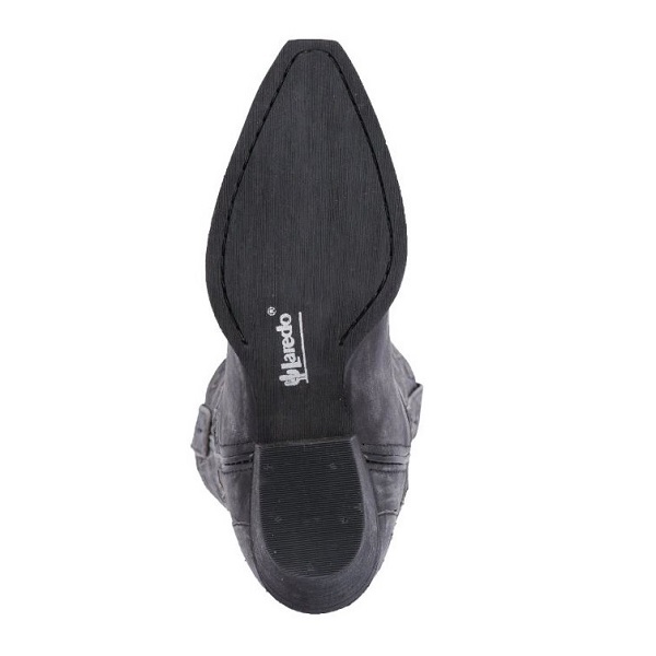 Ladies Western Boot Distressed Black Leather Snip Toe