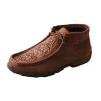 Ladies Western Moccasin Twisted X Brown Floral Tooled