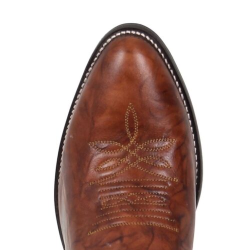 A pair of Men's Boot Justin Chestnut Buck 1560 in tan, with a hint of chestnut.