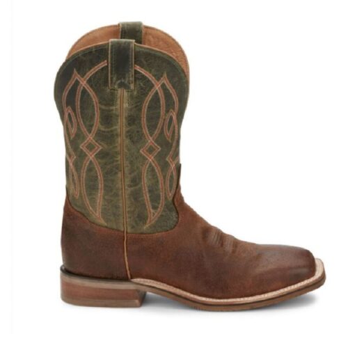 A men's brown and green Men's Tony Lama Landgrab Boot 7882 cowboy boot.