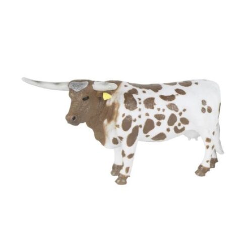 The Big Country Toy Longhorn Cow & Calf is standing on a white background.