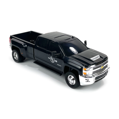 Black Chevrolet Silverado 3500 pickup truck toy.