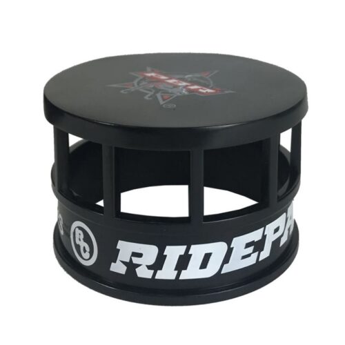 A black table with the word ridepoet on it, surrounded by the Big Country Toy PBR Rodeo Set, product.