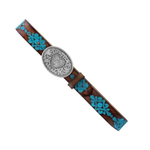 The Children's Hope Belt C30220 is a stunning turquoise leather belt with a silver buckle.