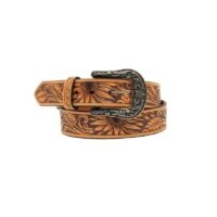 A Sunflower Pattern Coiled Belt With Metallic Buckle