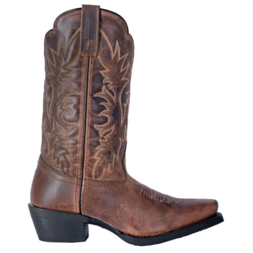 A brown cowboy boot with an ornate design, the Women's Laredo Malinda Boot 51134 is a stylish choice for any cowgirl.