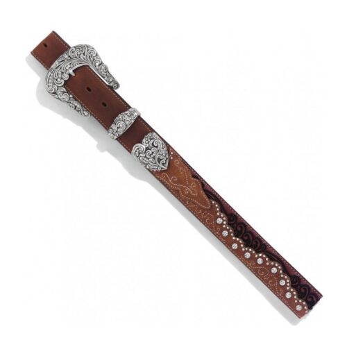 A women's brown Kaitlyn Crystal C50499 belt with a silver buckle.