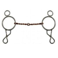 A pair of SS Sweet Iron Twisted Rope Gag Bit 252543 stirrups on a white background.