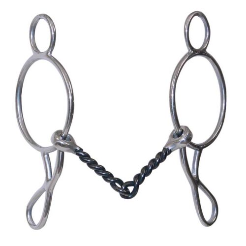 A pair of metal hooks on a white background featuring the SS Twisted Wire Gag Bit 255759.