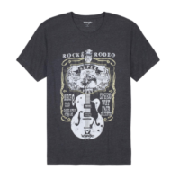 A Black Color Shirt With Guitar Graphic Design One