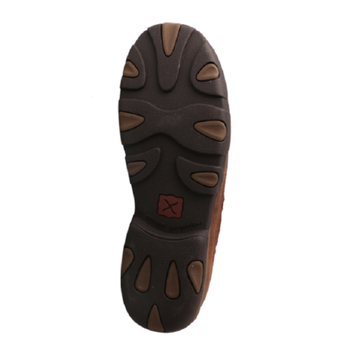 Men's Twisted X Driving Moccasin MDMS009 in brown with brown soles on a white background.