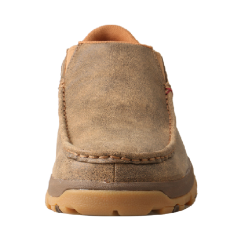 A men's brown slip on shoe, the Men's Twisted X Bomber Driving Moc MXC0003.