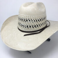 A White Color Cow Boy Hat With Lace Pattern