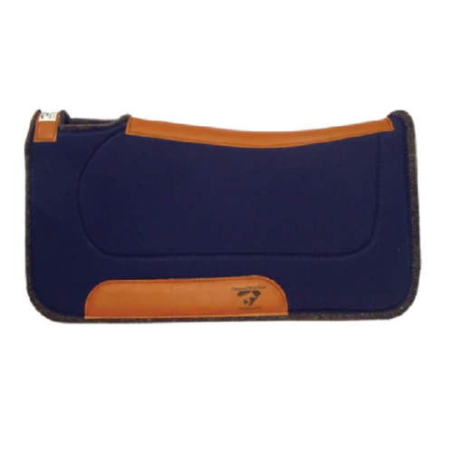 A Diamond Wool Contoured Ranch Pad in blue and orange.