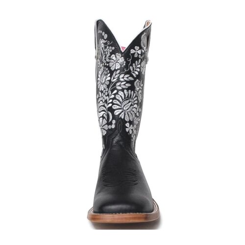 Ladies Boots Macie Bean Black Eyed Susan M9166 are black and white cowboy boots with a floral design, inspired by the Black Eyed Susan.