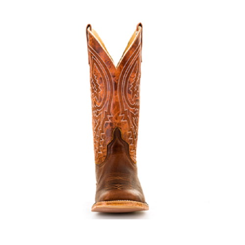 A brown cowboy boot on a white background featuring the Men's Anderson Bean Mike Tyson Bison Boot S1105.