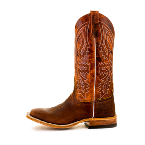 A brown cowboy boot with an embroidered design, the Men's Anderson Bean Mike Tyson Bison Boot S1105.