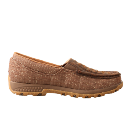 A Twisted X Women's Woven Brown Moccasin WXC0009 with tan soles.