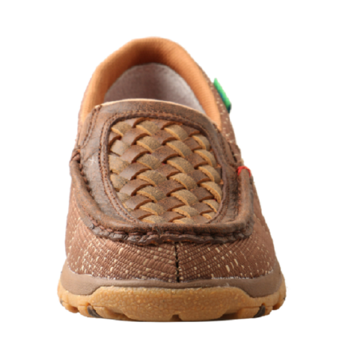 Twisted X Women's Woven Brown Moccasin WXC0009 shoes with a braided sole.