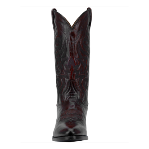 A pair of Men's Dan Post Black Cherry DP2112R cowboy boots with a red and black design – Men's Dan Post Black Cherry DP2112R cowboy boots.