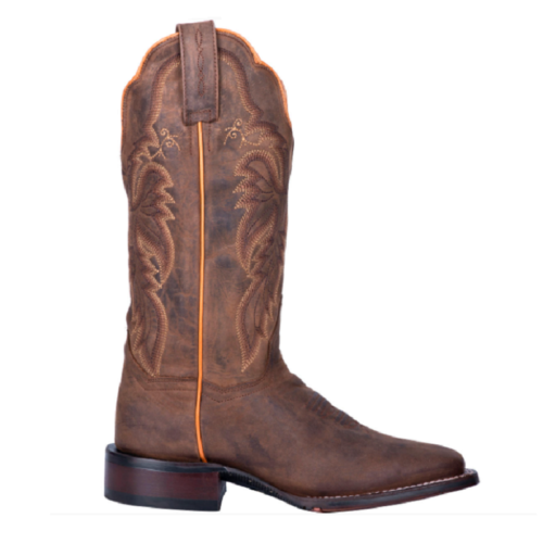 A Ladies Boot Dan Post Alexy DP4572 in brown with orange detailing.