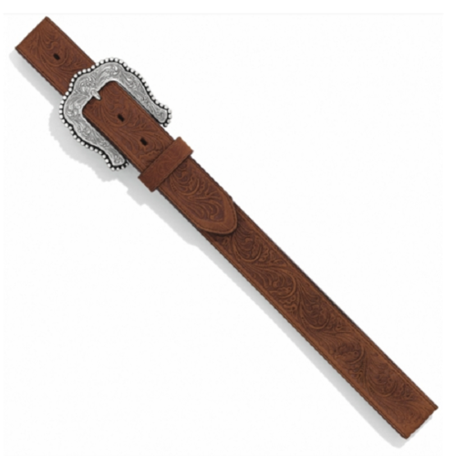 Ladies Layla Belt C50739, a brown leather belt with a silver buckle.