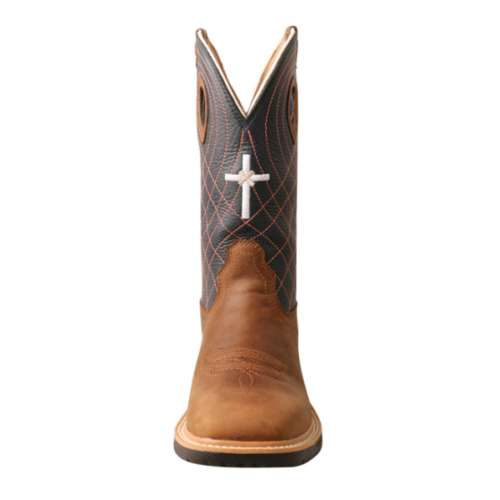 Twisted X Women's Work Boot WXBW001 featuring a cross embellishment can be replaced with the product name "Twisted X Women's Work Boot WXBW001".