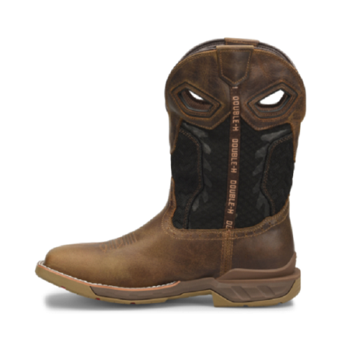 The Men's Double H Western Zenon Boot DH5376, featuring a stylish brown color and sleek black soles.