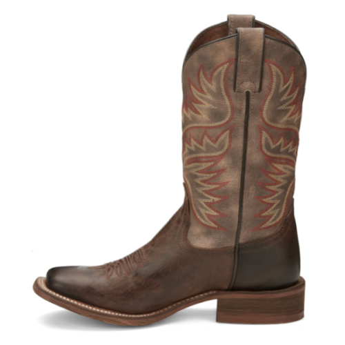 The Nocona Women's Sierra Western Boot HR4501 is a brown cowboy boot with a red and brown design.