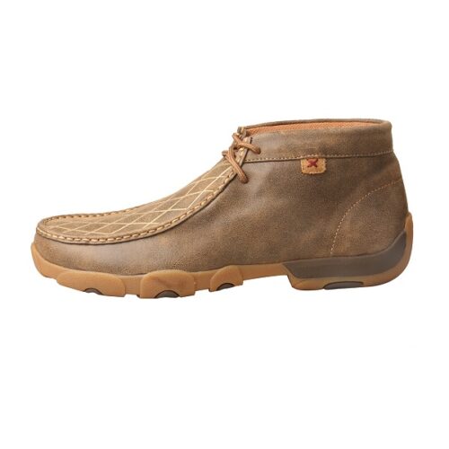 A men's Men's Twisted X Chukka Bomber MDM0076 moccasin in brown leather.