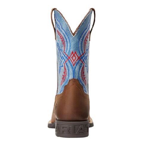 Ariat women's cowboy boots with a blue and red design and the keyword Ariat Youth Boot Double Kicker 10040247.