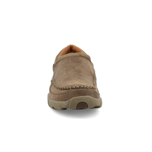 The Men's Twisted X Slip On Bomber MDMS002 brown moccasin on a white background.