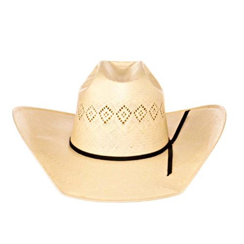 A Rodeo King 24K Diamond Rancher Straw Hat on a white background.