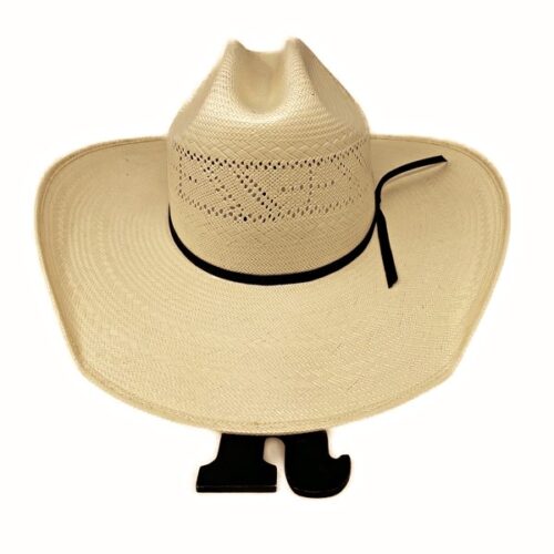 A Rodeo King 25X Shantung Cross Straw Hat with the Rodeo King 25X Shantung Cross Straw Hat on it.