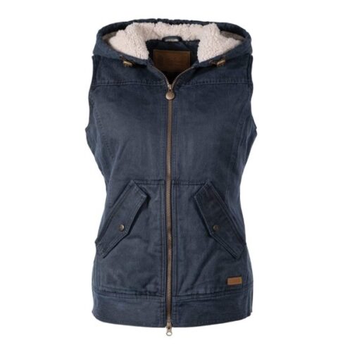 A Women's Outback Carry Concealed Heidi Vest with a sherpa hood, perfect for layering over any outfit.