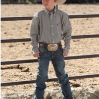 Boy's Cinch LS Brown Button Shirt MTW7060294
