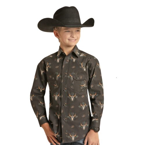 Boy's Vintage Skull Snap Shirt