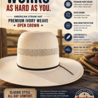 American Straw Hat Open Crown 7104