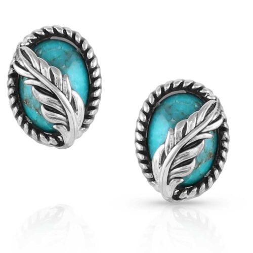 Montana Silversmiths Feather Turquoise Earrings ER5375