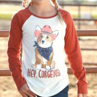 Girl's Corgi Baseball Shirt