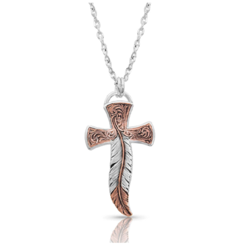 Wind Dancer Feather Cross Necklace