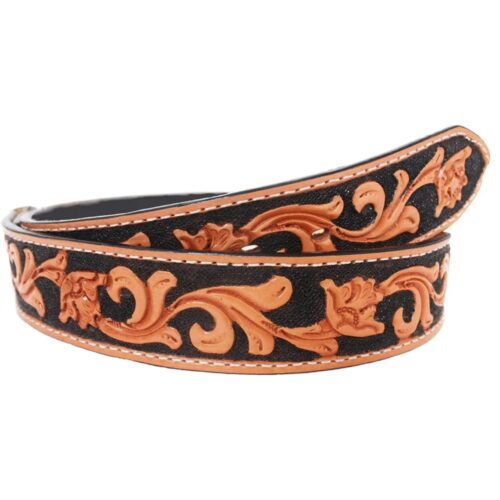 Men's Floral Tooled Belt B026