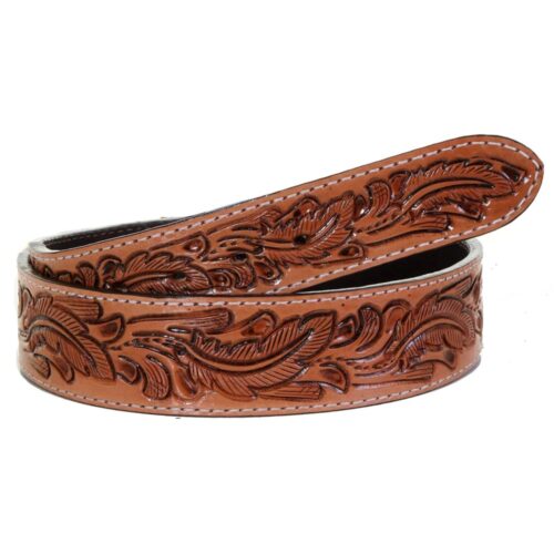 Men's Natural Feather Tooled Belt B1045